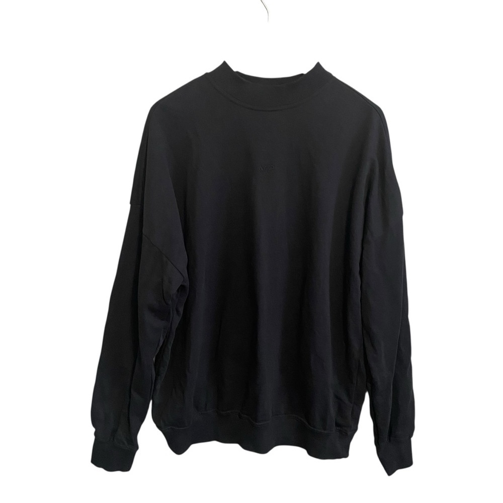 MP Men's Black Ribbed Neck Chest Logo Crew Gym Sweatshirt Size Large